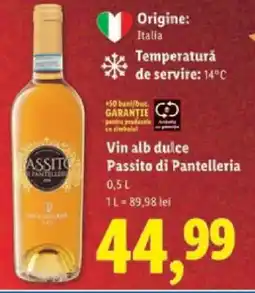 Lidl Vin alb dulce Passito di Pantelleria Ofertă