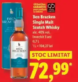 Lidl Ben Bracken Single Malt Scotch Whisky Ofertă