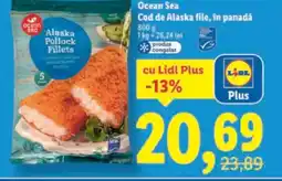 Lidl Ocean Sea Cod de Alaska file, în panadá Ofertă