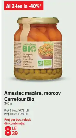 Carrefour Market Amestec mazăre, morcov Carrefour Bio Ofertă