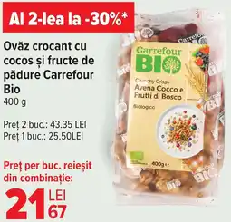 Carrefour Market Ovǎz crocant cu cocos şi fructe de pădure Carrefour Bio Ofertă