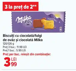 Carrefour Market Biscuiți cu ciocolată/fulgi de ovăz şi ciocolată Milka Ofertă