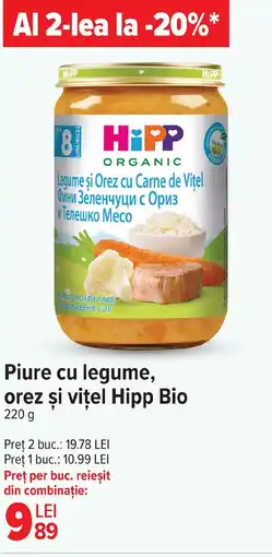 Carrefour Market Piure cu legume, orez şi viţel Hipp Bio Ofertă