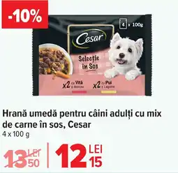Carrefour Market Hrană umedă pentru câini adulți cu mix de carne în sos, Cesar Ofertă