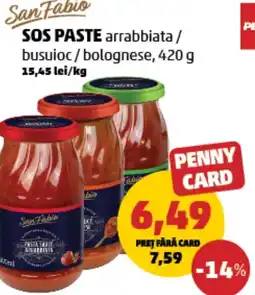 Penny San Fabio Sos paste arrabbiata/ busuioc/bolognese Ofertă