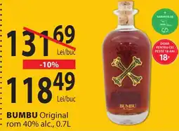 CBA Bumbu original rom 40% alc. Ofertă