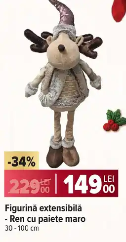 Carrefour Figurinǎ extensibilă - Ren cu paiete maro Ofertă