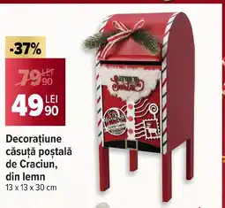 Carrefour Decorațiune căsuţă poştală de Craciun, din lemn Ofertă