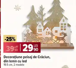 Carrefour Decoraţiune peisaj de Crăciun, din lemn cu led Ofertă