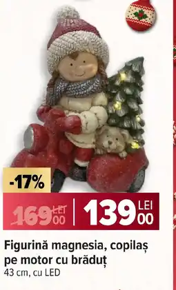 Carrefour Figurină magnesia, copilaș pe motor cu brăduț Ofertă