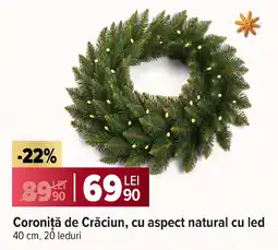 Carrefour Coroniță de Crăciun, cu aspect natural cu led Ofertă