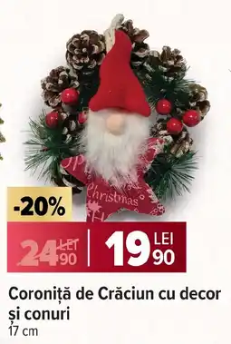 Carrefour Coroniță de Crăciun cu decor si conuri Ofertă