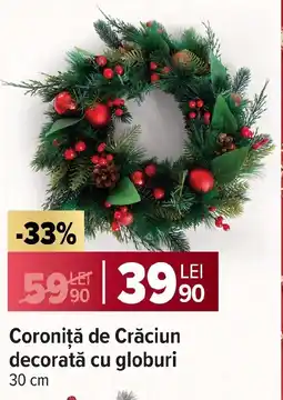 Carrefour Coroniță de Crăciun decorată cu globuri Ofertă