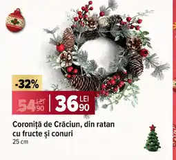 Carrefour Coroniță de Crăciun, din ratan cu fructe şi conuri Ofertă