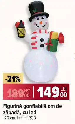 Carrefour Figurină gonflabilă om de zăpadă, cu led Ofertă