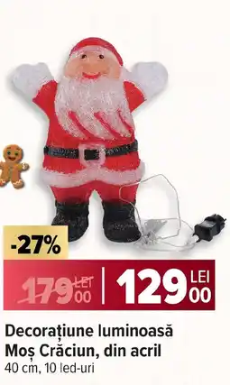 Carrefour Decorațiune luminoasă Moş Crăciun, din acril Ofertă