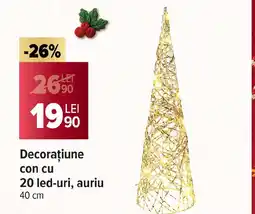 Carrefour Decorațiune con cu 20 led-uri, auriu Ofertă