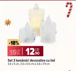 Carrefour Set 3 lumânări decorative cu led Ofertă