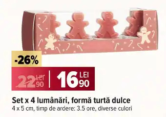 Set x 4 lumânări, formă turtă dulce