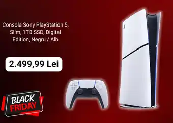 Consola Sony PlayStation 5, Slim, 1TB SSD, Digital Edition, Negru / Alb