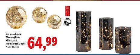 Lidl Livarno Home Decoraţiune din sticlă, cu microLED-uri Ofertă
