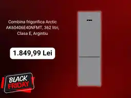 Carrefour Combina frigorifica Arctic AK60406E40NFMT, 362 litri, Clasa E, Argintiu Ofertă