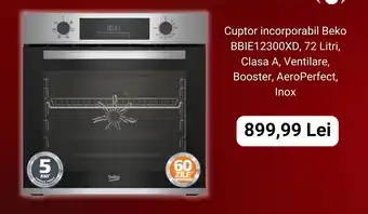 Cuptor incorporabil Beko BBIE12300XD, 72 Litri, Clasa A, Ventilare,