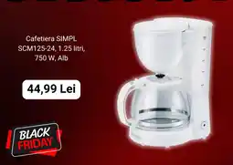 Carrefour Cafetiera SIMPL SCM125-24, 1.25 litri, 750 W, Alb Ofertă