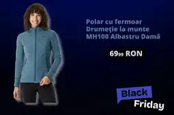 Decathlon Polar cu fermoar Drumeţie la munte MH100 Albastru Damă Ofertă