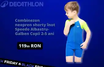 Combinezon neopren shorty înot Speedo Albastru- Galben Copii 2-5 ani