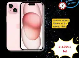 Media Galaxy Telefon APPLE iPhone 15 5G, 128GB, Pink Ofertă