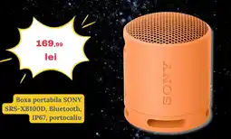 Media Galaxy Boxa portabila SONY SRS-XB100D, Bluetooth, IP67, portocaliu Ofertă