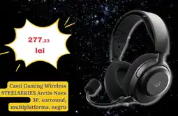 Media Galaxy Casti Gaming Wireless STEELSERIES Arctis Nova 3P, surround, multiplatforma, negru Ofertă