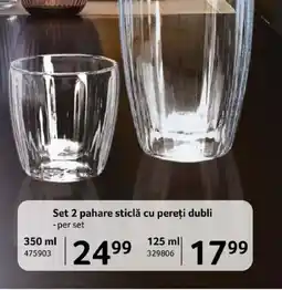 Selgros Set 2 pahare sticlă cu pereţi dubli Ofertă