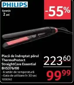 Selgros PHILIPS Placă de îndreptat părul ThermoProtect Straight Care Essential BHS376/00 Ofertă