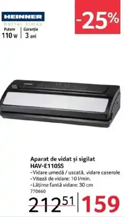 Selgros Aparat de vidat şi sigilat HAV-E110SS Ofertă