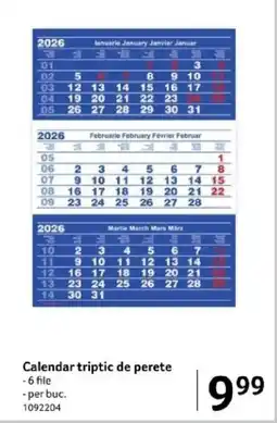 Selgros Calendar triptic de perete Ofertă