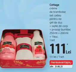 DM Cottage crème de tramboise set cadou pentru ea gel de duş + lapte de corp + prosop bumbac Ofertă