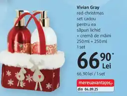 DM Vivian Gray red christmas set cadou pentru ea săpun lichid + cremă de mâini Ofertă