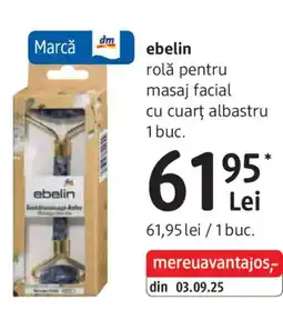 DM Ebelin rolă pentru masaj facial cu cuarţ albastru Ofertă