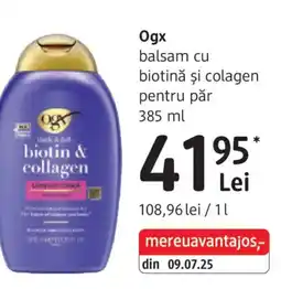 DM Ogx balsam cu biotină şi colagen pentru păr Ofertă