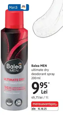 DM Balea MEN ultimate dry deodorant spray Ofertă