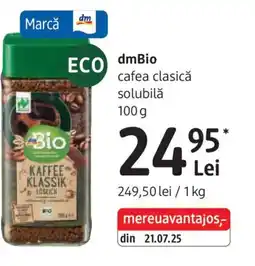 DM DmBio cafea clasică solubilǎ Ofertă