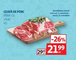 Auchan Ceafă de porc fără os vrac Ofertă