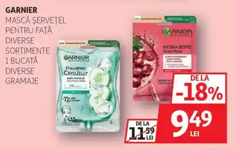 Auchan GARNIER Mască șervețel pentru faţă Ofertă