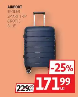 Auchan Airport Troler smart trip 8 roti s blue Ofertă