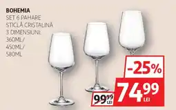 Auchan Bohemia set 6 pahare sticlă cristalină Ofertă