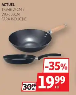 Auchan Actuel tigaie 24cm / wok 30cm fără inducție Ofertă