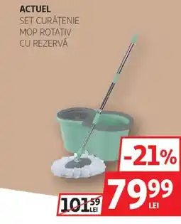 Auchan Actuel set curăţenie mop rotativ cu rezervă Ofertă