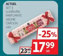 Auchan Actuel set 3 lumânări parfumate arome crăciun 14H Ofertă